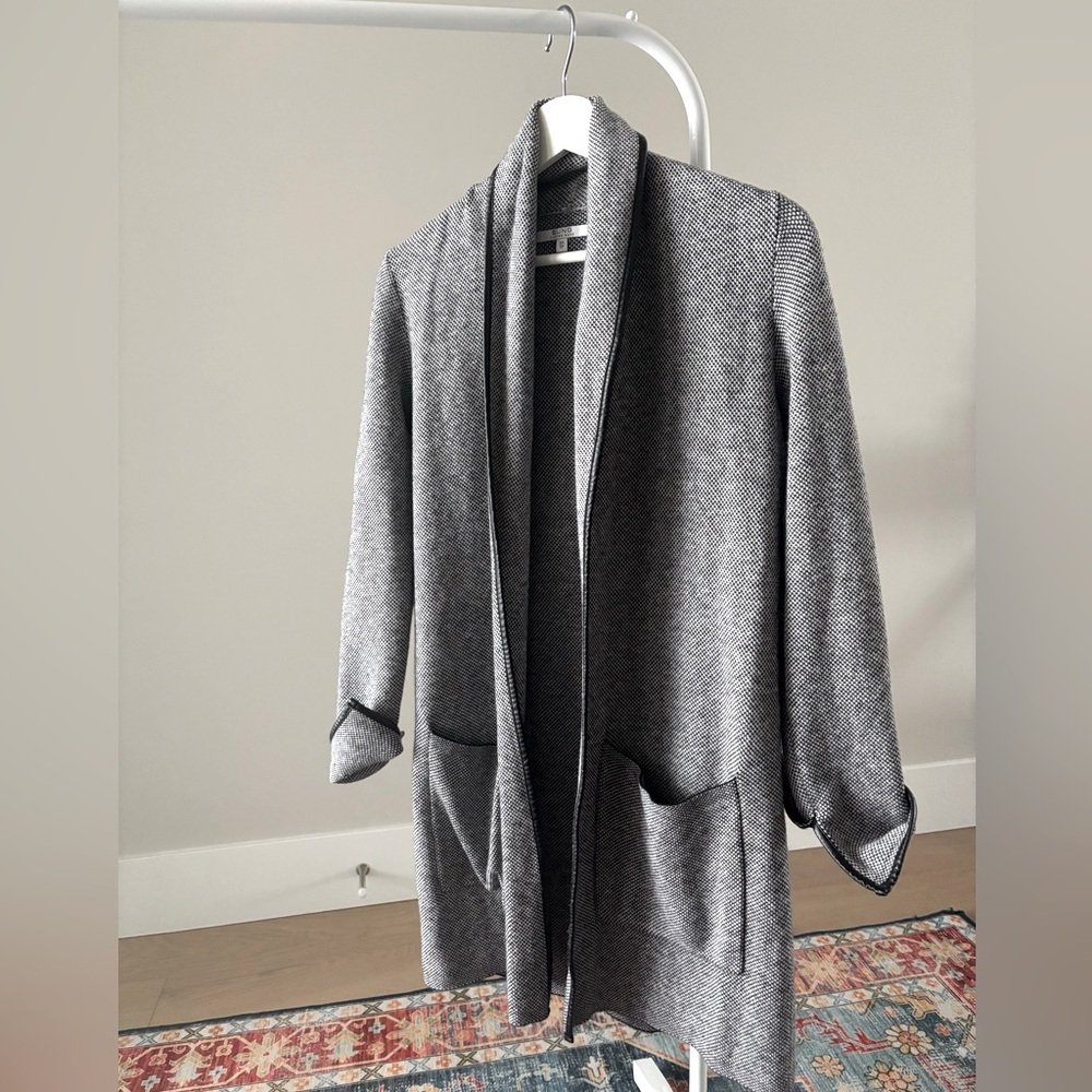 Alfred Sung Women's Cardigan Sweater With Faux Leather Trim